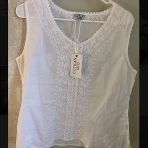 Cotkan Embroidered Sleeveless Blouse